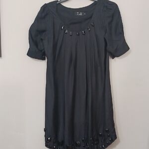 Dolce&Gabana  Black Designer Silk Midi Cocktail Dress. Size 40